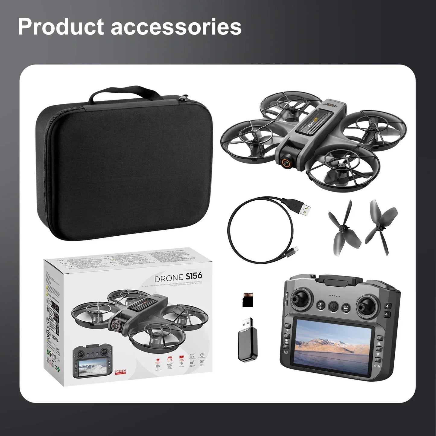 S156 Drone Upgraded Version Large Screen Remote Control Optical Flow Positioning ESC Dual Camera Four-side Obstacle Avoidance
