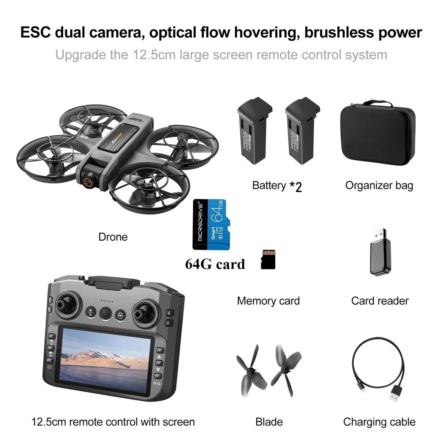 S156 Drone Upgraded Version Large Screen Remote Control Optical Flow Positioning ESC Dual Camera Four-side Obstacle Avoidance