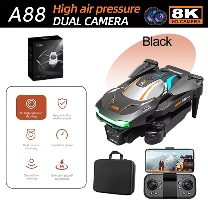 New A88 Remote Control 8K HD Drone Professional Dual Camera GPS Brushless Obstacle Avoidance Remote Control Plane Boy Gift Toys