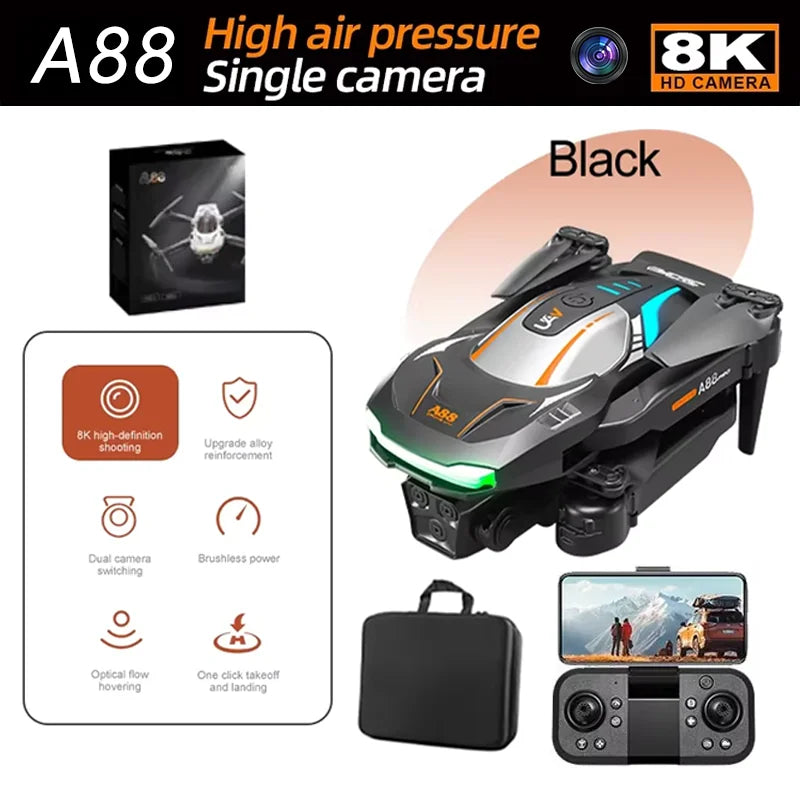 New A88 Remote Control 8K HD Drone Professional Dual Camera GPS Brushless Obstacle Avoidance Remote Control Plane Boy Gift Toys