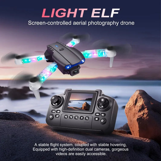 2025 NEW E88D E99D Drone Colorful Light with Screen Control HD 4K Dual Camera Foldable Mini RC Dron Boys Toys Gift Quadcopter