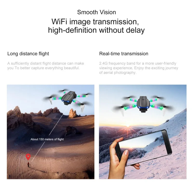 2025 NEW E88D E99D Drone Colorful Light with Screen Control HD 4K Dual Camera Foldable Mini RC Dron Boys Toys Gift Quadcopter