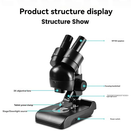 3CGRO-ES1057 Binocular Microscope Kit 30X Magnification Biological Microscope Scientific Experiment Anatomy