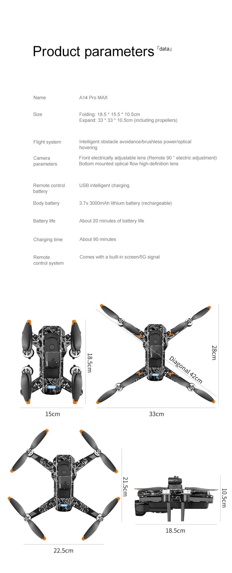 XIAOMI MIJIA A14 PRO MAX Drone Remote control with screen 5G WIFI Professional HD Aerial Photography Quadcopter Brushless drone