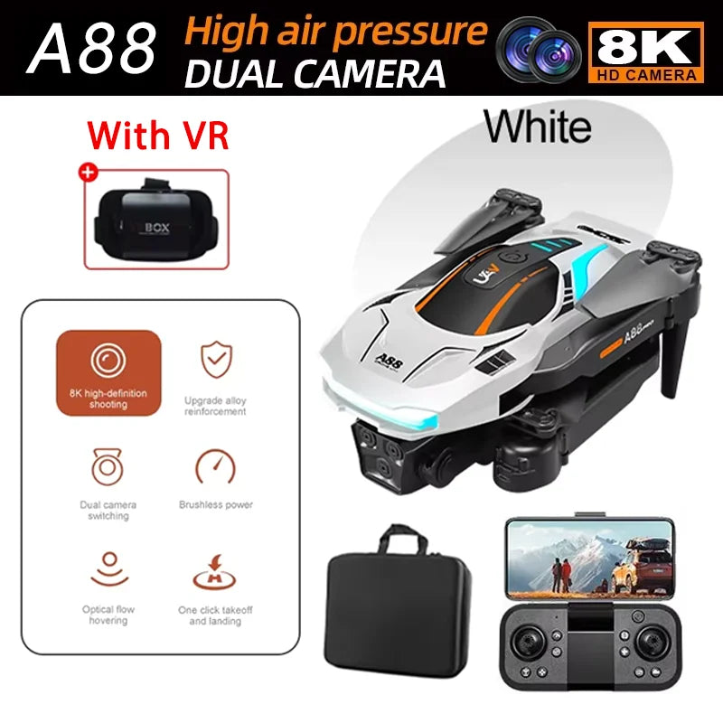 New A88 Remote Control 8K HD Drone Professional Dual Camera GPS Brushless Obstacle Avoidance Remote Control Plane Boy Gift Toys