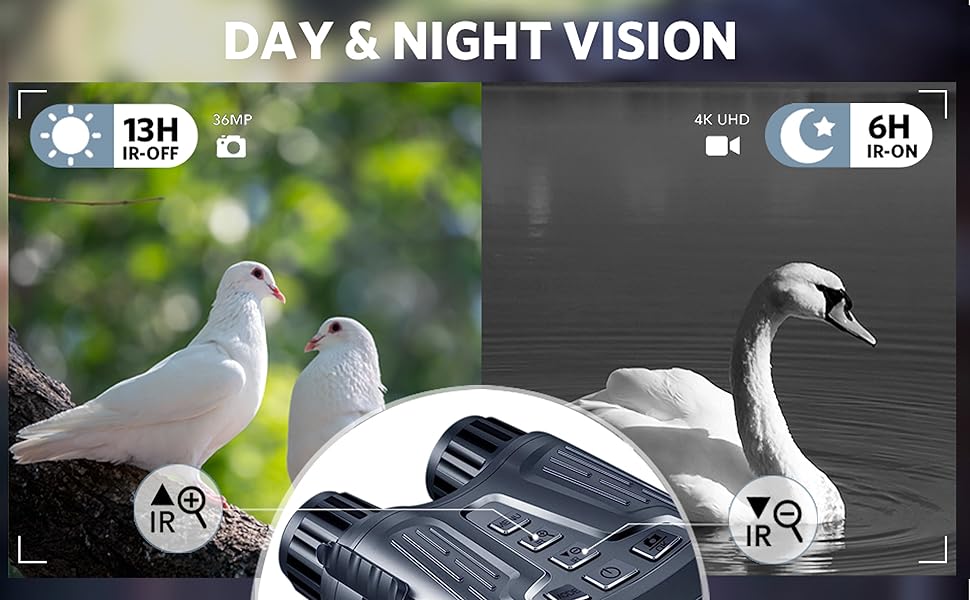Binocular with Night Vision 10X Digital Zoom 9 Levels Infrared Visible 600M in 100% Darkness 5000mAh Rechargeable For Adults