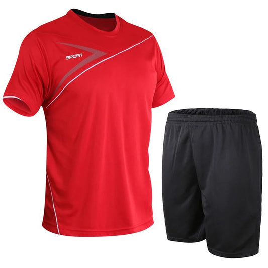 Football Jerseys for Men Soccer Jersey Tracksuit Short Sleeve Football Training Suit Summer T Shirt + Shorts Sports 2 Piece Set