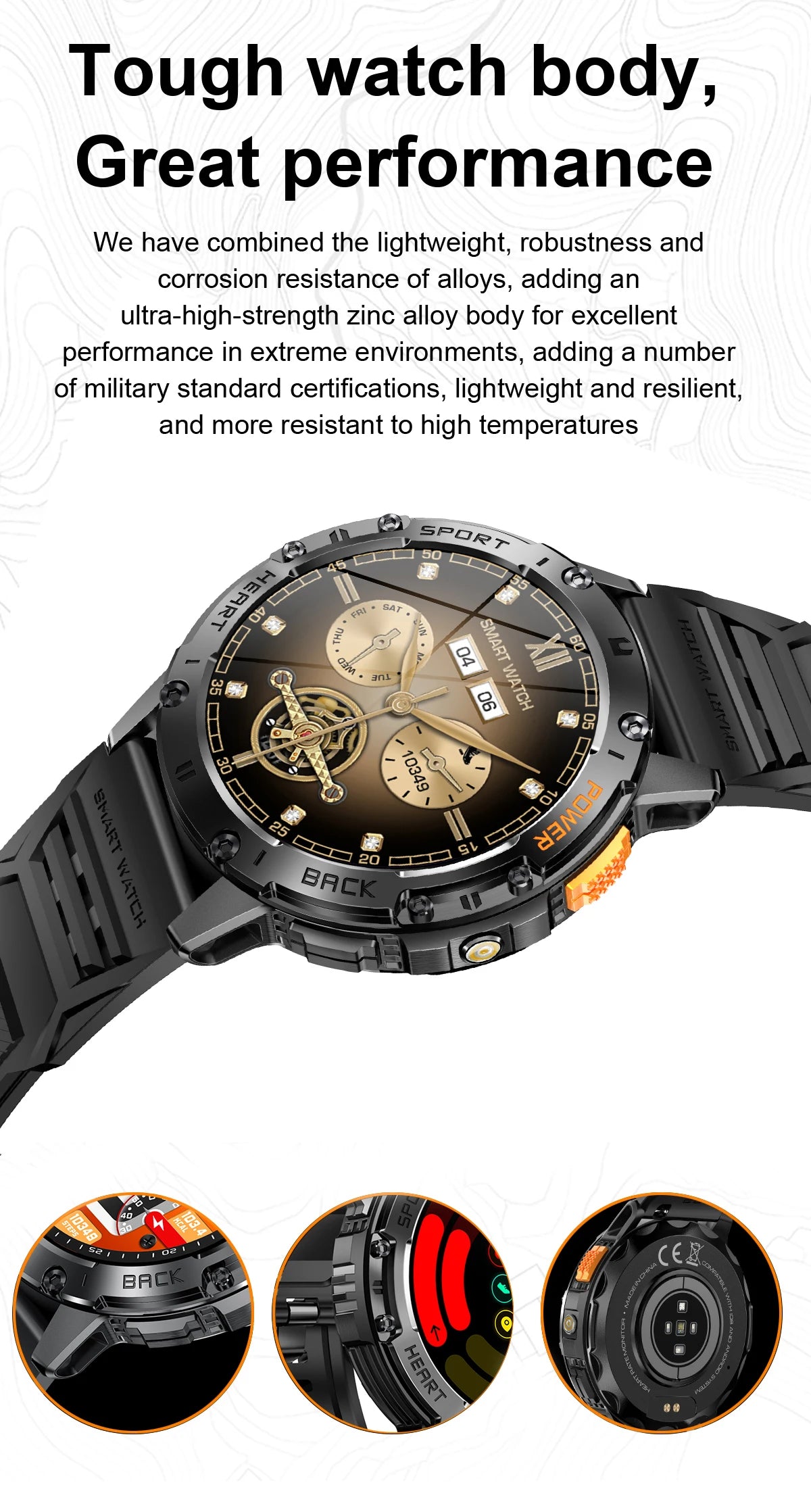 For Android ios New AMOLED Smart Watch Men with Flashlight Sports Waterproof Fitness Tracker Bluetooth Call Smartwatch Man+Box