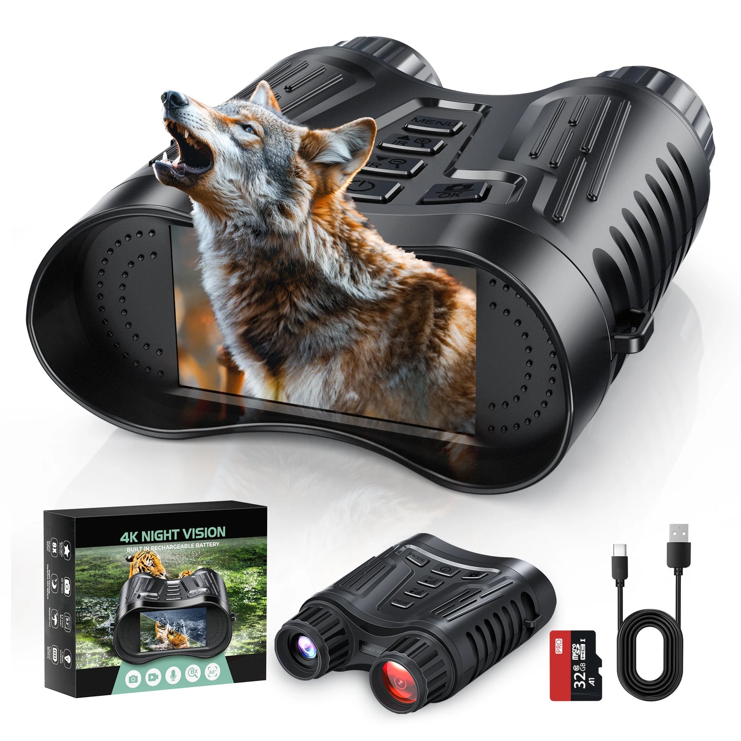 Binocular with Night Vision 10X Digital Zoom 9 Levels Infrared Visible 600M in 100% Darkness 5000mAh Rechargeable For Adults