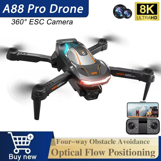 New A88 Remote Control 8K HD Drone Professional Dual Camera GPS Brushless Obstacle Avoidance Remote Control Plane Boy Gift Toys