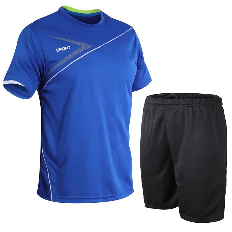 Football Jerseys for Men Soccer Jersey Tracksuit Short Sleeve Football Training Suit Summer T Shirt + Shorts Sports 2 Piece Set