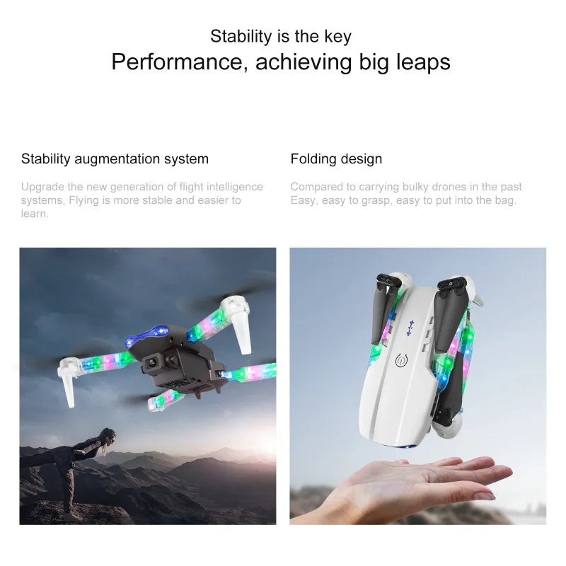 2025 NEW E88D E99D Drone Colorful Light with Screen Control HD 4K Dual Camera Foldable Mini RC Dron Boys Toys Gift Quadcopter