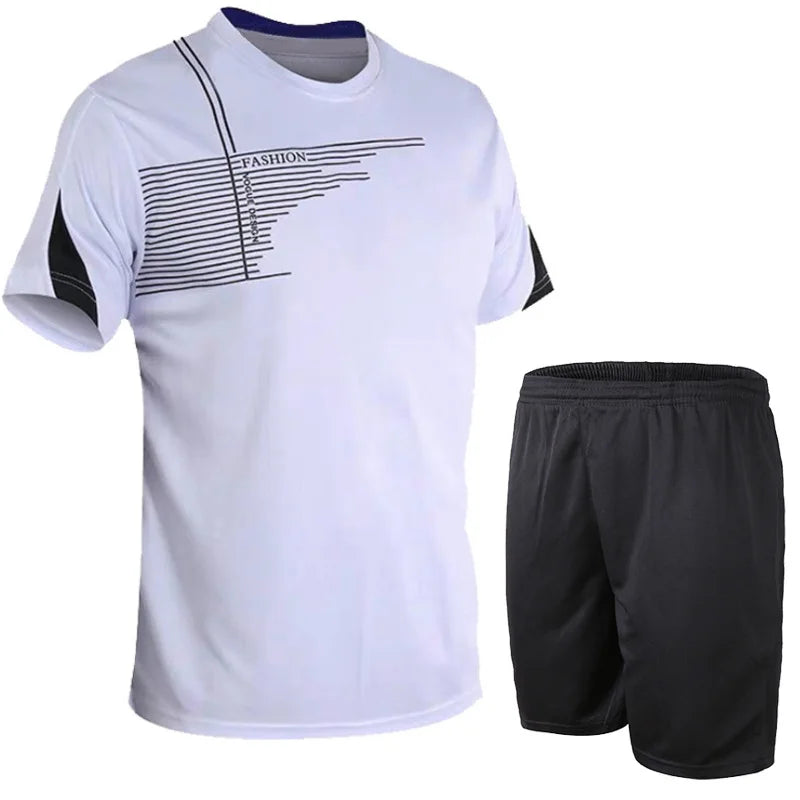 Football Jerseys for Men Soccer Jersey Tracksuit Short Sleeve Football Training Suit Summer T Shirt + Shorts Sports 2 Piece Set