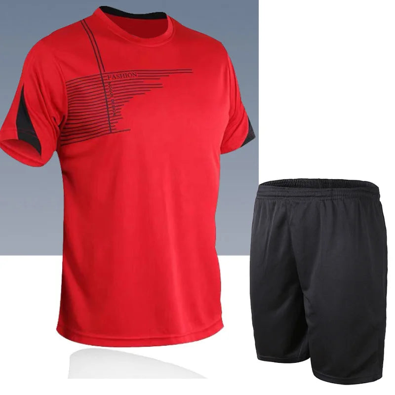 Football Jerseys for Men Soccer Jersey Tracksuit Short Sleeve Football Training Suit Summer T Shirt + Shorts Sports 2 Piece Set