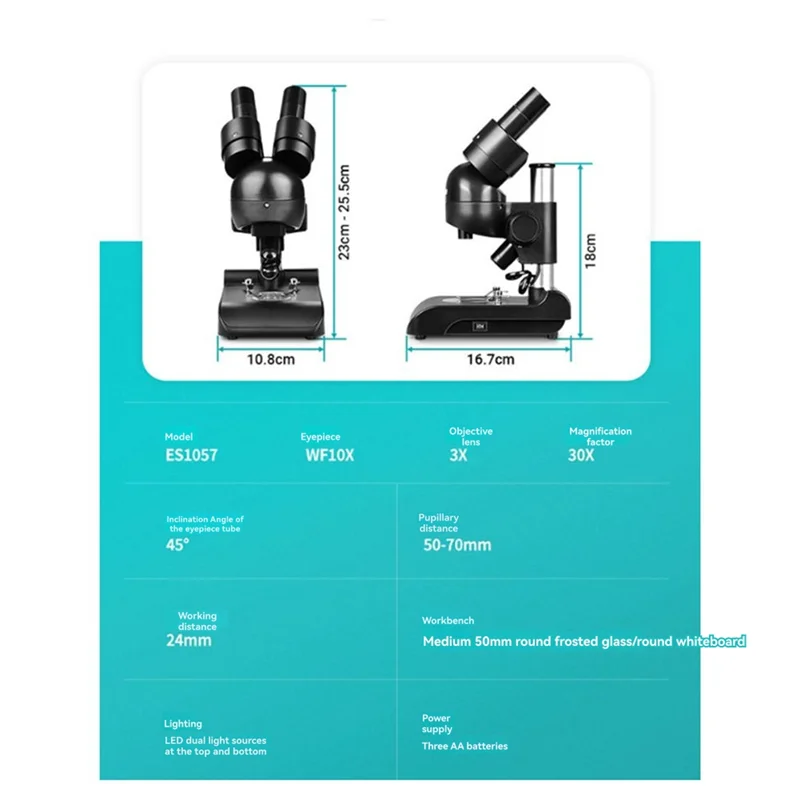 3CGRO-ES1057 Binocular Microscope Kit 30X Magnification Biological Microscope Scientific Experiment Anatomy
