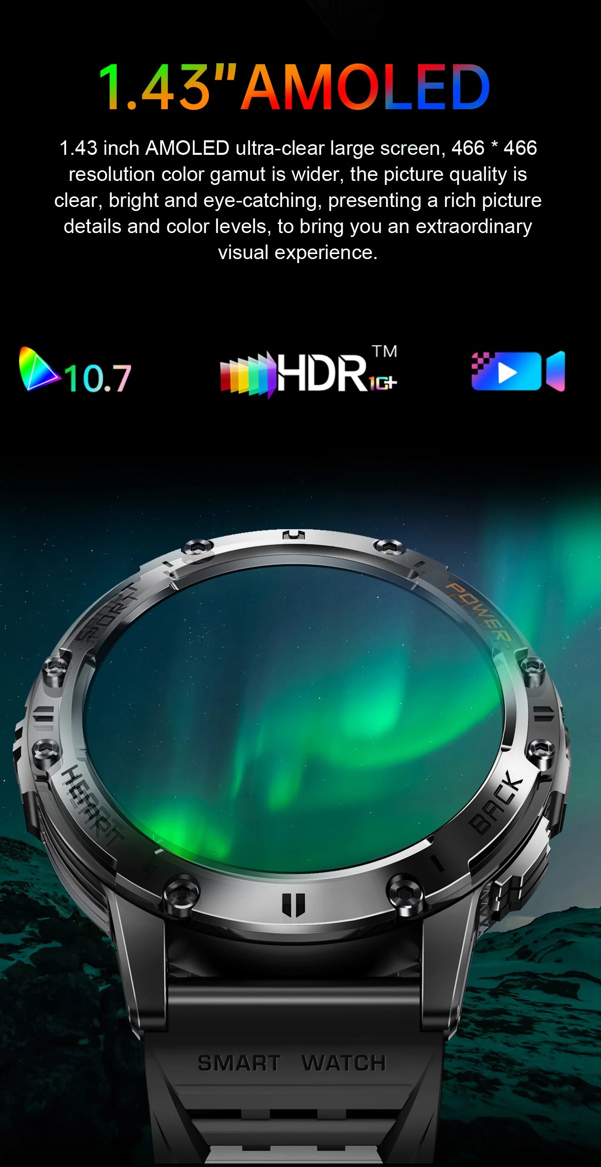 For Android ios New AMOLED Smart Watch Men with Flashlight Sports Waterproof Fitness Tracker Bluetooth Call Smartwatch Man+Box