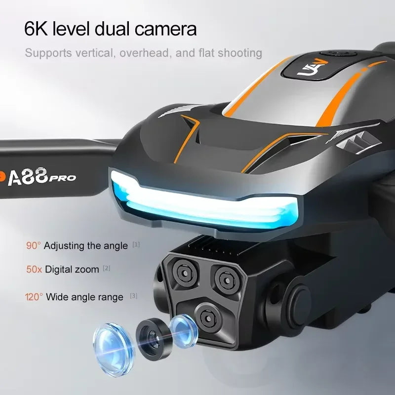New A88 Remote Control 8K HD Drone Professional Dual Camera GPS Brushless Obstacle Avoidance Remote Control Plane Boy Gift Toys
