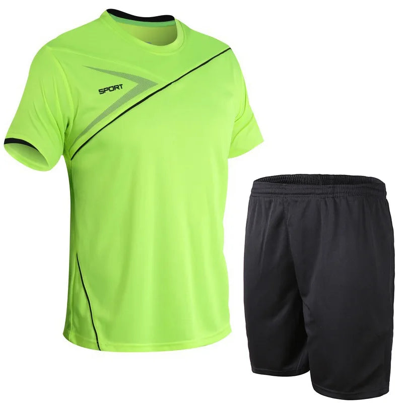 Football Jerseys for Men Soccer Jersey Tracksuit Short Sleeve Football Training Suit Summer T Shirt + Shorts Sports 2 Piece Set