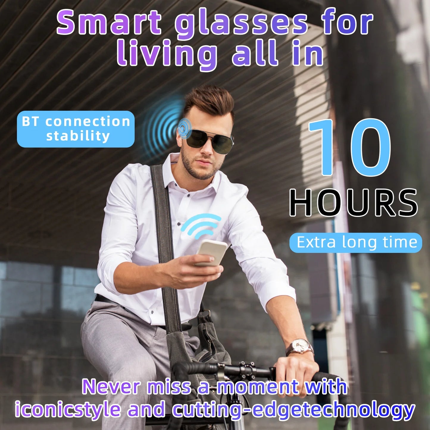 Bluetooth smart glasses for wireless calls and music playback Anti-blue light and anti-ultraviolet Suitable for men and women
