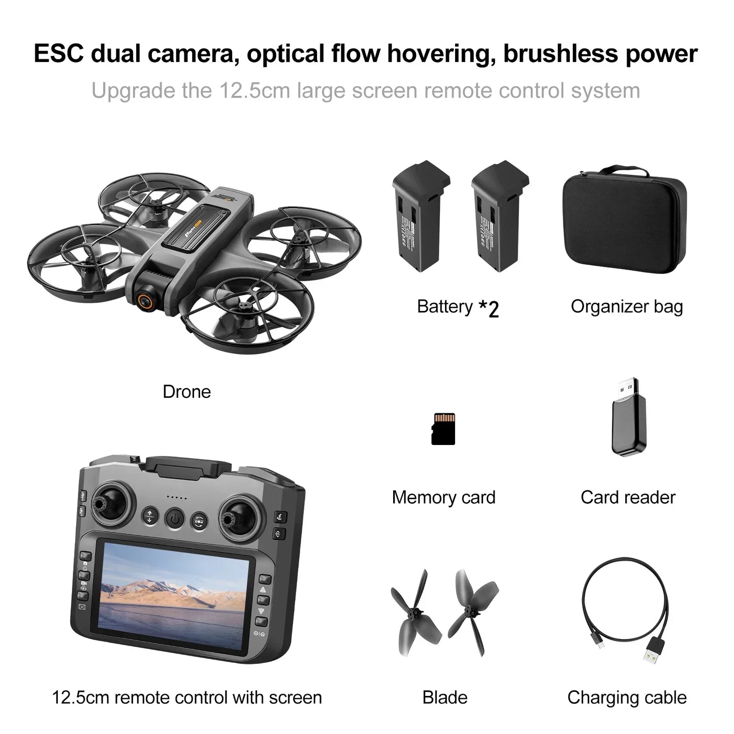 S156 Drone Upgraded Version Large Screen Remote Control Optical Flow Positioning ESC Dual Camera Four-side Obstacle Avoidance