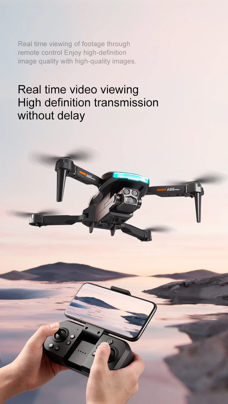 New A88 Remote Control 8K HD Drone Professional Dual Camera GPS Brushless Obstacle Avoidance Remote Control Plane Boy Gift Toys