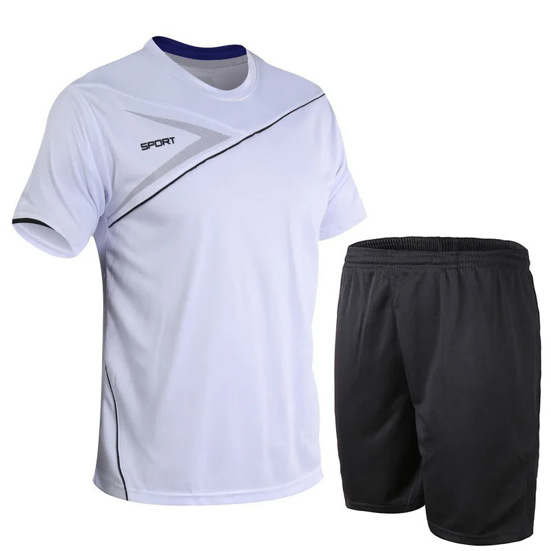 Football Jerseys for Men Soccer Jersey Tracksuit Short Sleeve Football Training Suit Summer T Shirt + Shorts Sports 2 Piece Set