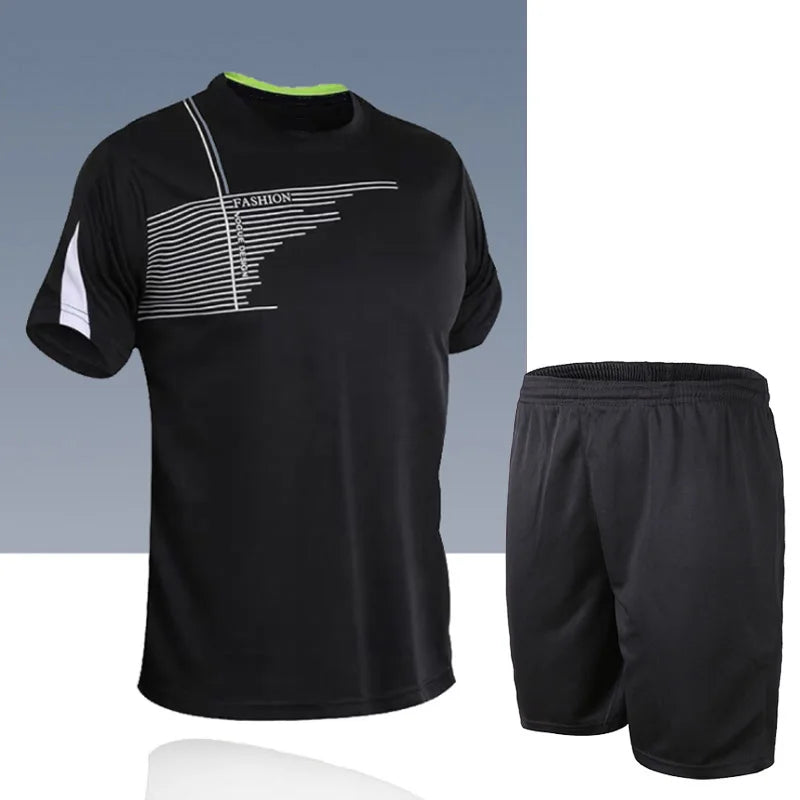 Football Jerseys for Men Soccer Jersey Tracksuit Short Sleeve Football Training Suit Summer T Shirt + Shorts Sports 2 Piece Set