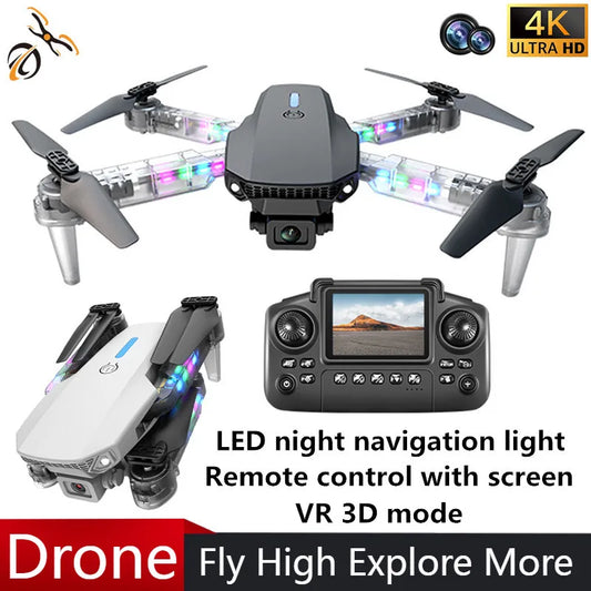 2025 NEW E88D E99D Drone Colorful Light with Screen Control HD 4K Dual Camera Foldable Mini RC Dron Boys Toys Gift Quadcopter