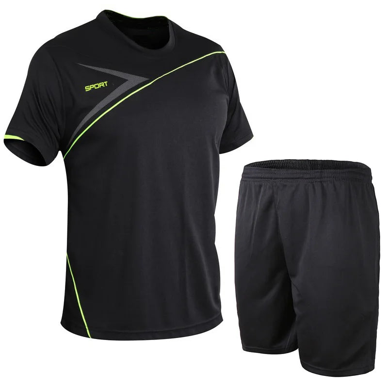Football Jerseys for Men Soccer Jersey Tracksuit Short Sleeve Football Training Suit Summer T Shirt + Shorts Sports 2 Piece Set