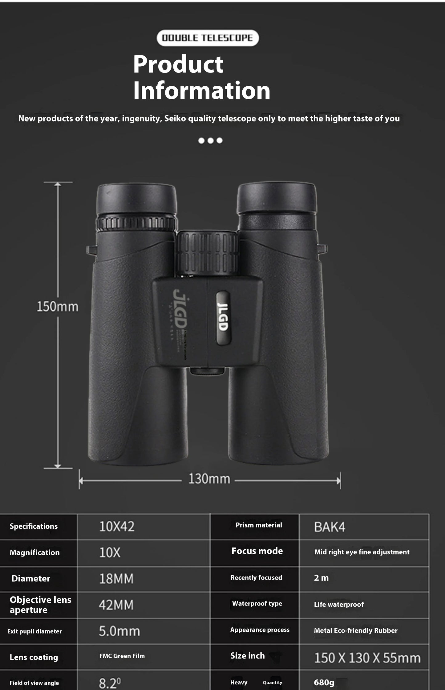 JLGD Telescope High-power HD Professional Binocular Glasses for Outdoor Camping and Mountaineering