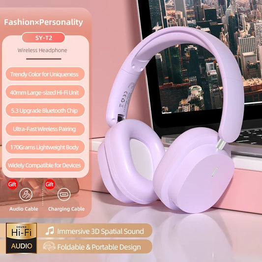 Head Mounted Wireless Earphones Foldable Bluetooth Earphones Built Microphone Earphones Audio Noise Cancelling Earphones