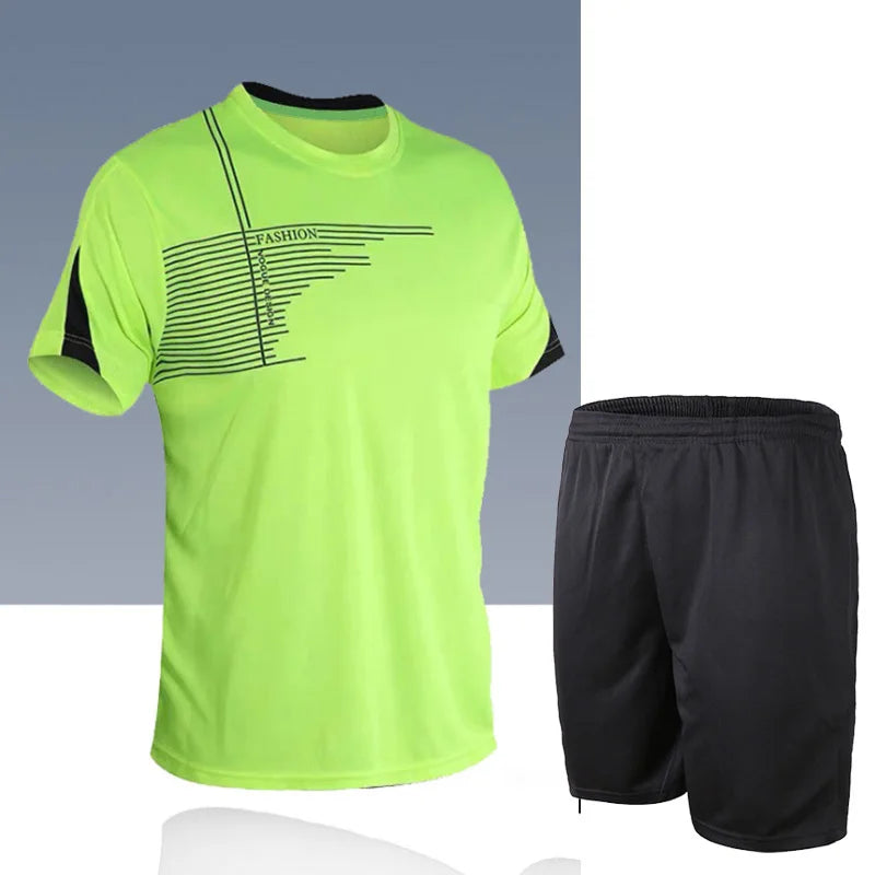 Football Jerseys for Men Soccer Jersey Tracksuit Short Sleeve Football Training Suit Summer T Shirt + Shorts Sports 2 Piece Set