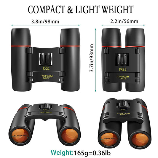 Binoculars 8x21 HD Imaging Portable Foldable Suitable for Travel Hiking Bird-watching Concerts