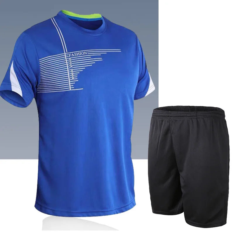 Football Jerseys for Men Soccer Jersey Tracksuit Short Sleeve Football Training Suit Summer T Shirt + Shorts Sports 2 Piece Set