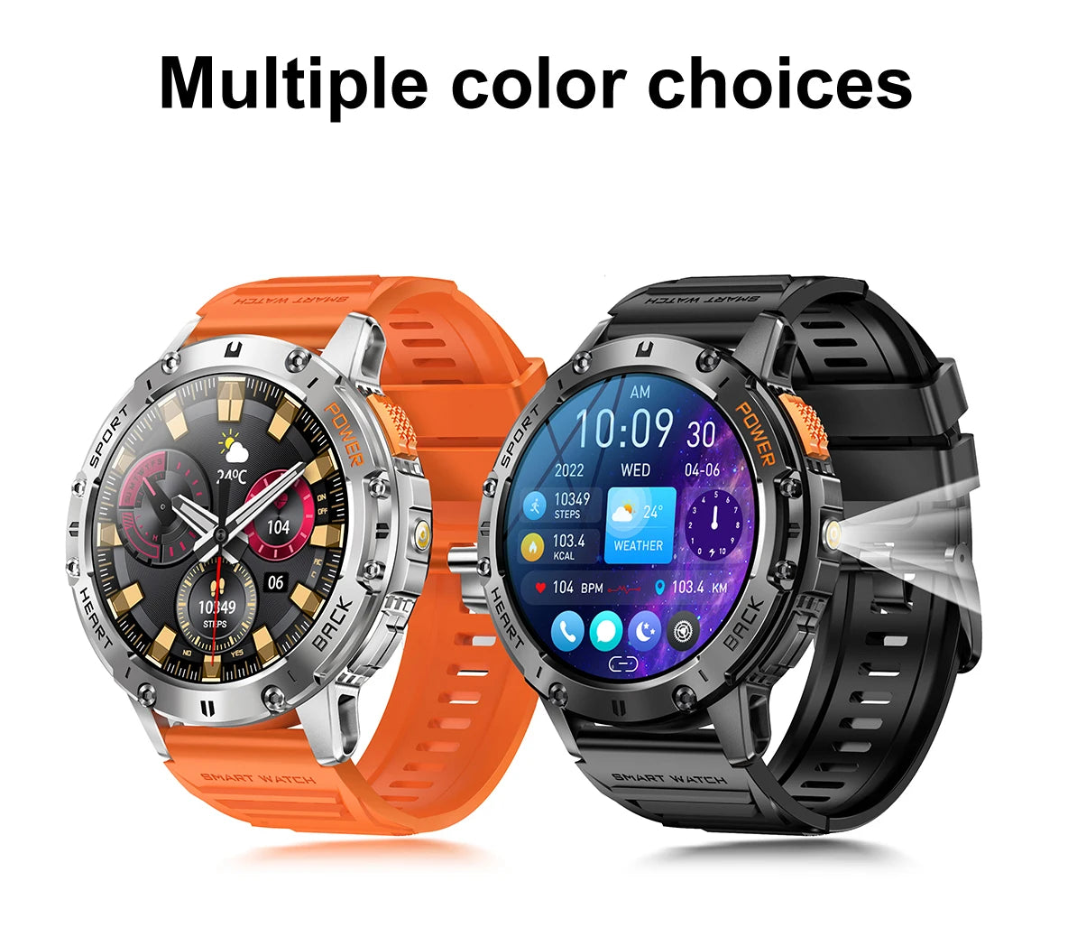 For Android ios New AMOLED Smart Watch Men with Flashlight Sports Waterproof Fitness Tracker Bluetooth Call Smartwatch Man+Box