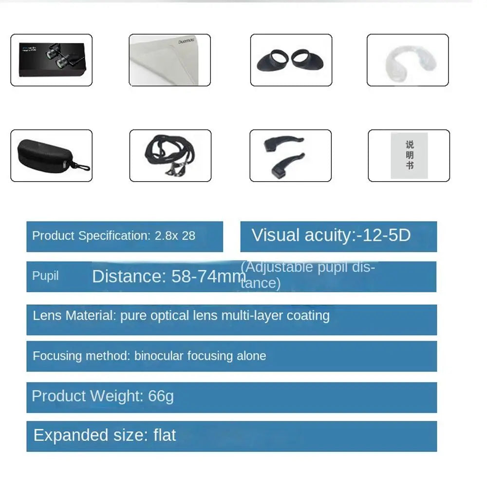 High Definition Binoculars Glasses Adjustable Focal Length Detachable Comfortable To Wear Long Lasting