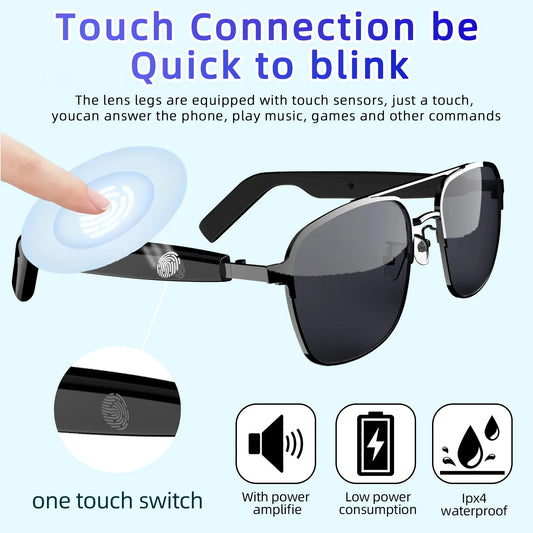 Bluetooth smart glasses for wireless calls and music playback Anti-blue light and anti-ultraviolet Suitable for men and women