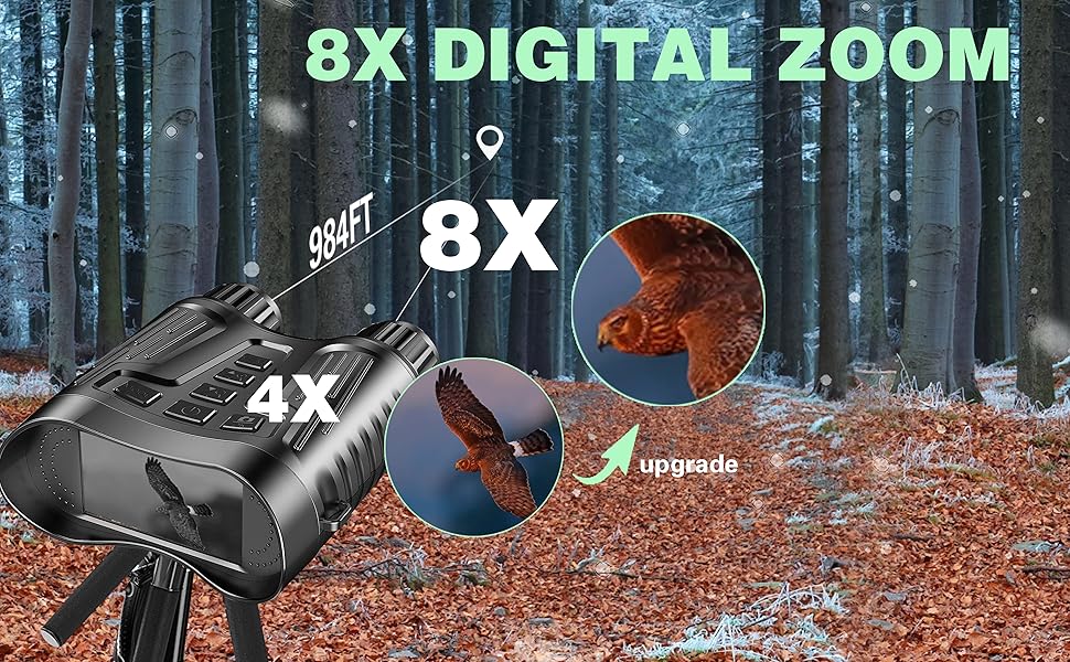 Binocular with Night Vision 10X Digital Zoom 9 Levels Infrared Visible 600M in 100% Darkness 5000mAh Rechargeable For Adults
