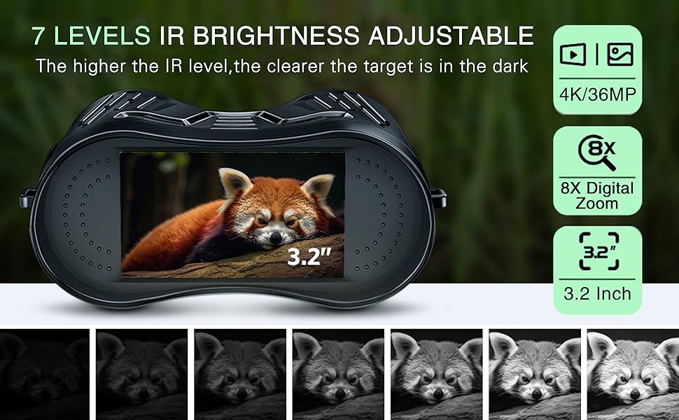 Binocular with Night Vision 10X Digital Zoom 9 Levels Infrared Visible 600M in 100% Darkness 5000mAh Rechargeable For Adults