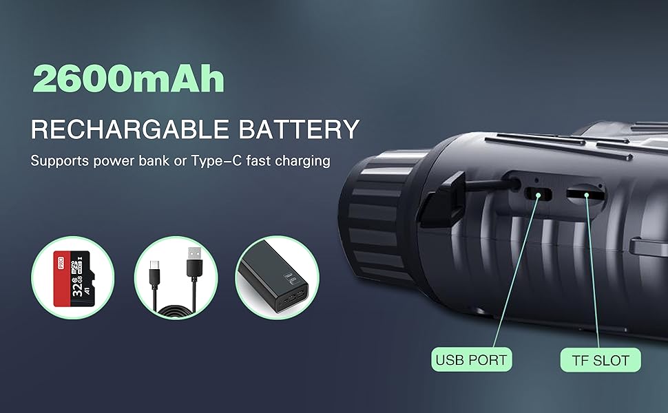 Binocular with Night Vision 10X Digital Zoom 9 Levels Infrared Visible 600M in 100% Darkness 5000mAh Rechargeable For Adults